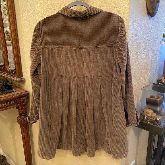 J. JILL Women Taupe Neutral Corduroy Velvet Cuffs Button Pleated Jacket- Medium - Picture 5 of 9
